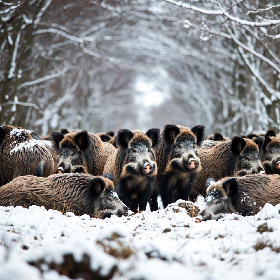 Sivas'ta Yaban Hayatı Fotoğrafçısı -20 Derecede Donma Noktasındaki Suda Domuz Sürüsünü Görüntüledi